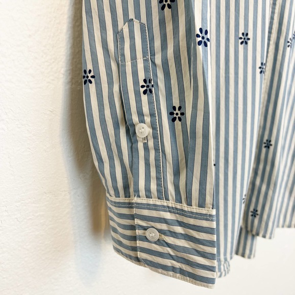 NWT Madewell Floral Painter Shirt Stell Stripe Medium Blue White - Picture 9 of 10